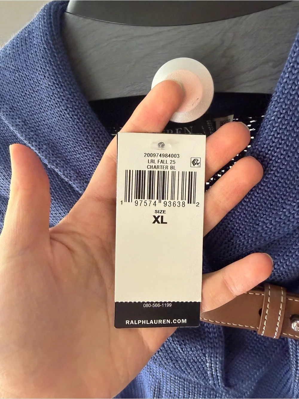 Lauren Ralph Lauren Women's Sabree Long Sleeve Buckle-Trim Sweater Blue XL - Picture 7 of 7